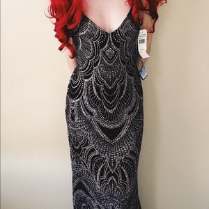 Macy’s Gatsby Styled Rose Gold Glitter Prom Dress